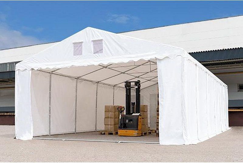 4x10 m tente de stockage, PVC 800, H. 2,6 m, blanc, avec statique